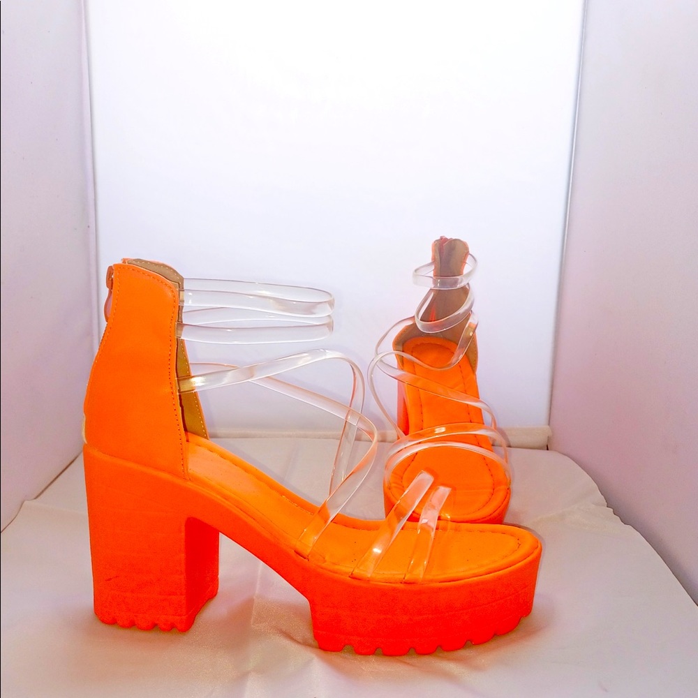 Vibrant Orange Classic Y2K Jelly Heel Sandals